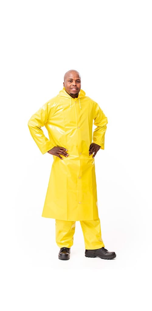 AQUA-TECH® PVC coated 125cm jacket with button front and hood