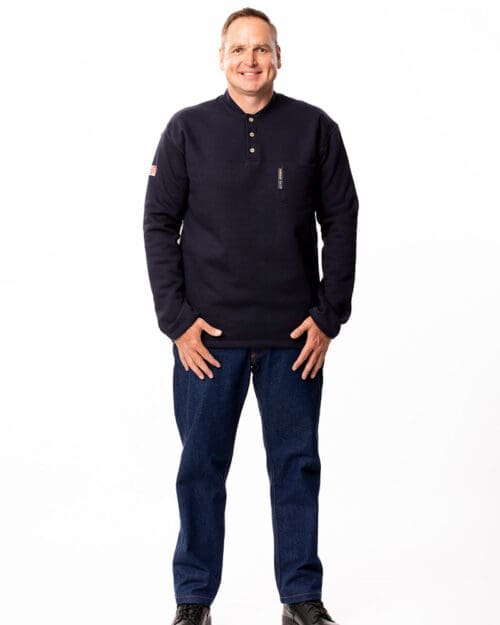 SURVIVE-ARC® 21 cal CAT 2 Mens long sleeve Henley Shirt navy