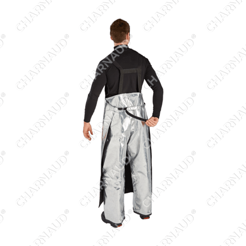 Man Wearing METAL-SAFE® ALPAN K Aluminised Fire Resistant Thermal Lined Apron Back View
