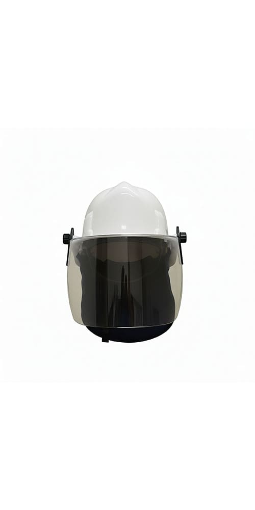 FIRE-SAFE HELMET FIREMAN WITH 6 INCH VISOR WHITE FRONT 1